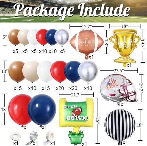 Vista 3 de Kit de arco de globos para fiesta de fútbol de otoño, 137 unidades, naranja Temporada de otoño