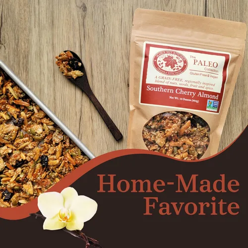 Vista 2 de Maple Nut Kitchen Southern Cherry Almond Granola 3 unidades – Granola de nueces sin granos paleo con cerezas ácidas, coco y semillas – Sin azúcar