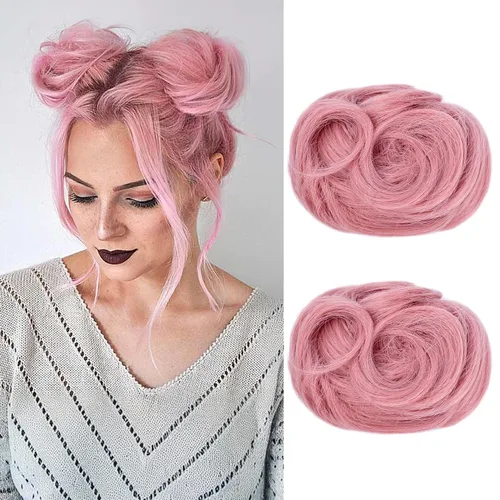 Vista 39 de REECHO Space Bun Hair Pieces, 2 piezas de mini clips de garra en moños desordenados y orejas de gato, extensiones de moño de cabello falso HB001