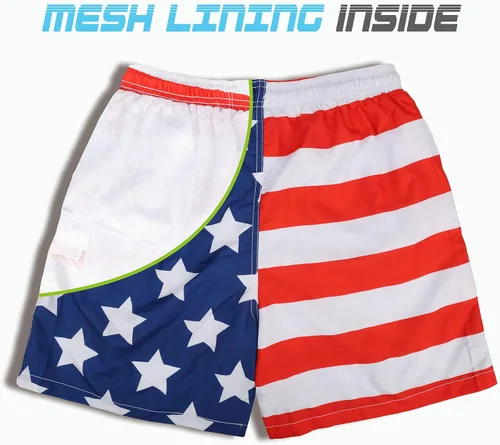 Vista 5 de Traje de baño corto de secado rápido para hombre, con forro de malla, moda