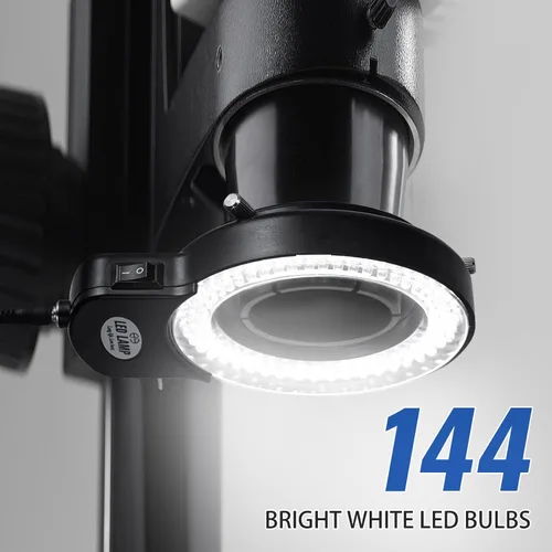Vista 5 de Annhua Iluminación ajustable de luz de microscopio de anillo LED de 144, lámpara de microscopio Fuente de luz LED para microscopios estéreo de Negro