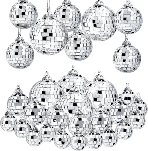 30 bolas de discoteca – Adornos de bola de discoteca con espejo colgante, decoración de fiesta de discoteca para despedida de soltera temática de