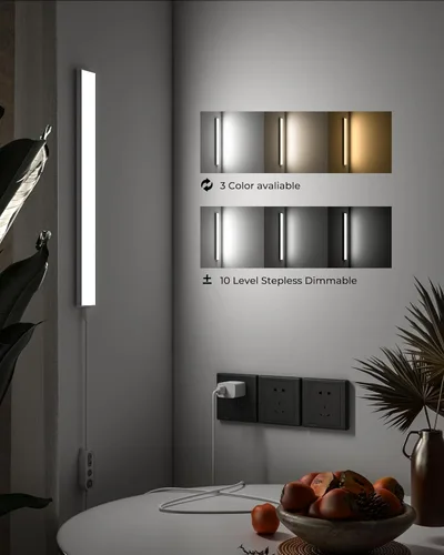 Vista 3 de ASOKO Luz de escritorio enchufable, luces LED de banco de trabajo de 16 pulgadas con súper brillo de 700 lúmenes y función de memoria inteligente, 3