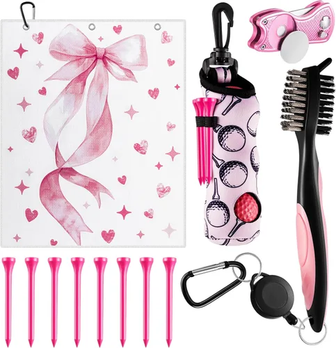 Vista 13 de Liliful Kit de Accesorios de Golf de 12 Piezas, Incluye Bolsa para Pelotas de Golf con Gancho, Toalla, Tees, Marcador de Pelota Magnético