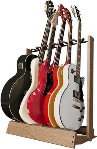 Vista 9 de Soporte de Guitarra String Swing, Soporte de Guitarra Múltiple para Guitarras Acústicas, Eléctricas y de Bajo, Acero Soldado a Mano y Nogal Negro