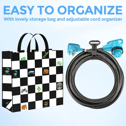 Vista 9 de CircleCord Cable de generador y caravana de 50 amperios de 15 pies con conector de bloqueo, cable STW de calibre 6/3+8/1, macho de 14-50P y hembra