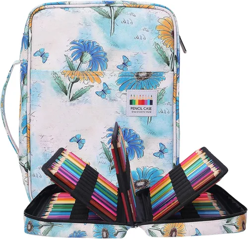 BOMKEE Estuche para Lápices de Colorear 220 Ranuras Organizador de Lápices/Bolígrafos de Gel Estuche de Viaje Impermeable con Cremallera Portátil