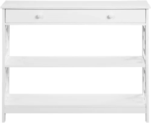 Vista 5 de Convenience Concepts Town Square - Mesa consola con 1 cajón, color blanco