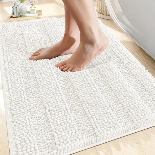 Vista 47 de OLANLY Tapetes de baño gruesos de chenilla a rayas de 30 x 20 pulgadas, extra suaves, absorbentes, con parte trasera de goma, se pueden lavar