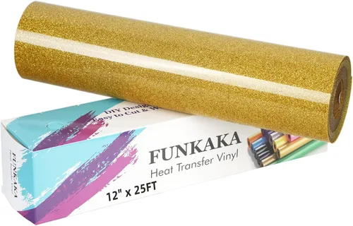 Vista 30 de FUNKAKA Rollos de vinilo de transferencia de calor HTV rosa fluorescente con purpurina, vinilo de poliuretano para planchar de 12 pulgadas x 8 pies