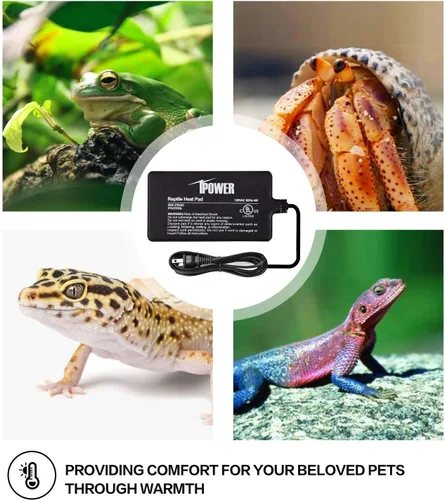 Vista 6 de iPower Almohadilla térmica para reptiles de 4 x 7 pulgadas, calentador de terrario para animales pequeños