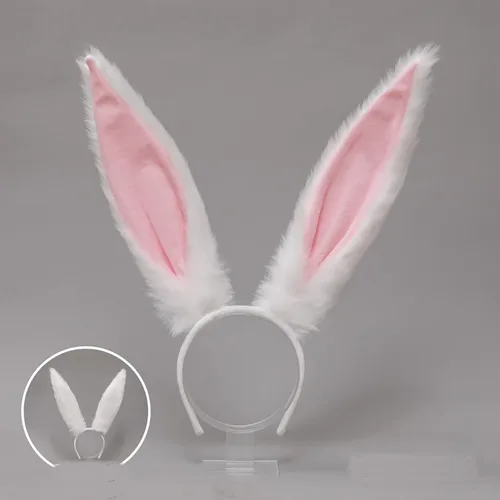 Vista 2 de Faylay Diadema de conejo peluda para cosplay y niña, con orejas de conejo
