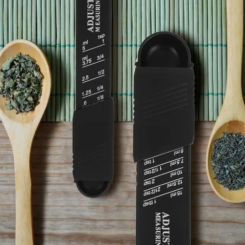 Vista 6 de Housoutil Adjustable Measuring Spoon Set with Scale, 2pcs Black Plastic Seasoning and Powder Measuring Spoons for Baking and Cooking