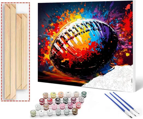 Pintura de bricolaje por números para adultos y niños, pintura colorida de rugby por números, pintura acrílica por números, kit de pintura para el