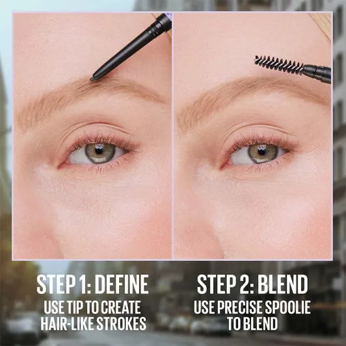 Vista 4 de Maybelline New York Brow - Lápiz mecánico para cejas con punta de 55 mm, punta y carrete de mezcla para cejas precisamente definidas, 250 rubio