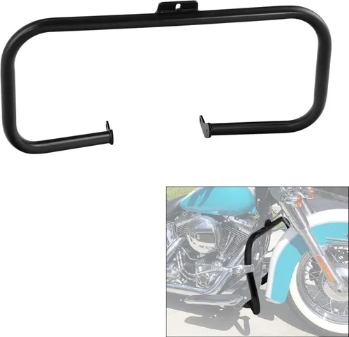 Vista 2 de XMT-MOTO Protector de motor delantero Highway Crash Ba se adapta a modelos Harley Davidson Softail FL 2000-2017, negro brillante