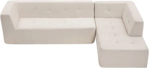 Vista 21 de Sofá modular en forma de L de 100.7 pulgadas con otomana extraíble, modernos sofás de 3 plazas con dos reposabrazos y patas de metal, cómoda tela