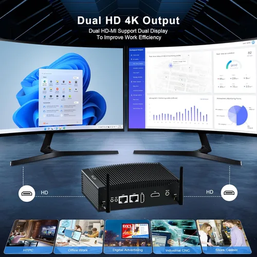 Vista 5 de HISTTON Mini computadora Windows 11 Pro, Mini PC de escritorio Core i5-8265U, DDR4 8 GB de RAM, SSD de 128 GB, Micro PC, Dual LAN, BT4.2, Mini PC