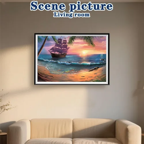 Vista 5 de DOTZSO Beach Diamond Painting Kits for Adults, Easy DIY 5D Round Full Drill Diamond Art kit Diamond Dot Crystal Gem Art and Craft for Beginners Home