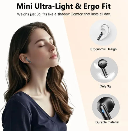 Vista 5 de Auriculares inalámbricos, auriculares Bluetooth V5.4 estéreo con graves con micrófonos ENC con cancelación de ruido, auriculares Bluetooth 56H