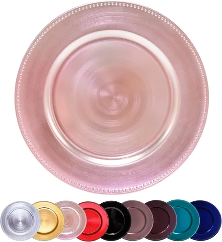 Vista 15 de Platos de carga de acrílico transparente de 33 cm, juego de 10 piezas, redondos para mesa, decoración para bodas, fiestas, eventos