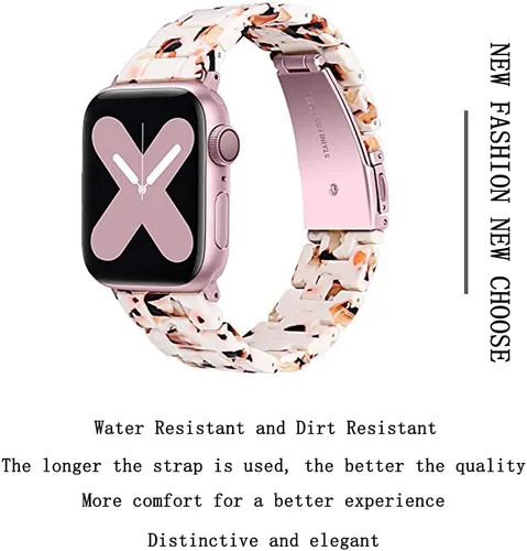 Vista 4 de JOYOZY Correa de resina de moda compatible con Apple Watch 9/8/7/6/5/4/3/2/1, correa iWatch con hebilla de acero inoxidable para Apple Watch