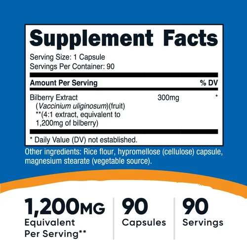 Vista 2 de Nutricost Cápsulas de Arándano Azul Equivalente a 1200mg (90 Cápsulas Vegetarianas) - Sin Gluten y Sin OGM