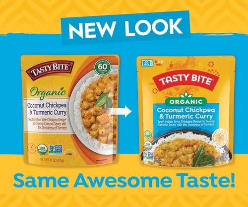 Vista 3 de Tasty Bite - Curry de garbanzos con coco y cúrcuma, orgánico, listo para comer, platillo para meter al microondas, vegano, 10 onzas