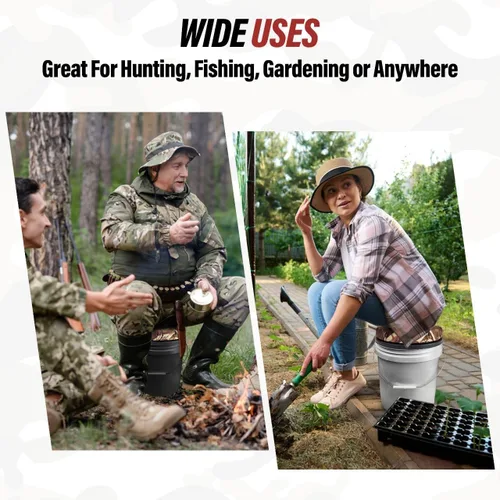 Vista 6 de Asiento de cubo de 5 galones, tapa giratoria de 360 grados acolchada con espuma viscoelástica, funda de asiento de cubo utilizada para caza