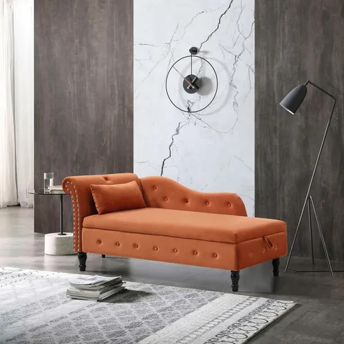Vista 12 de Holaki Tumbona de almacenamiento de terciopelo, banco de almacenamiento para el extremo de la cama con almohada, sillón copetudo con botones