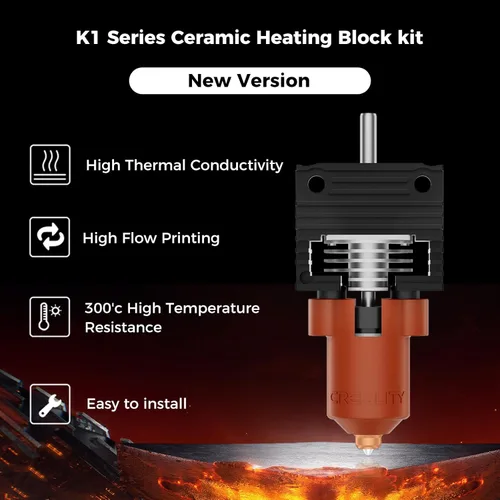 Vista 3 de Creality 2025 K1 SE/K1C/K1/K1 Max Hotend Upgrade Kit de Bloque de Calefacción Cerámico, Terminal con Hebilla, Kit Oficial de Boquilla de Cambio