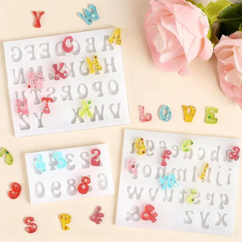 Vista 5 de 3 moldes de silicona para letras, moldes antiadherentes para fondant de números y letras para chocolate, dulces, decoración de pasteles, decoración
