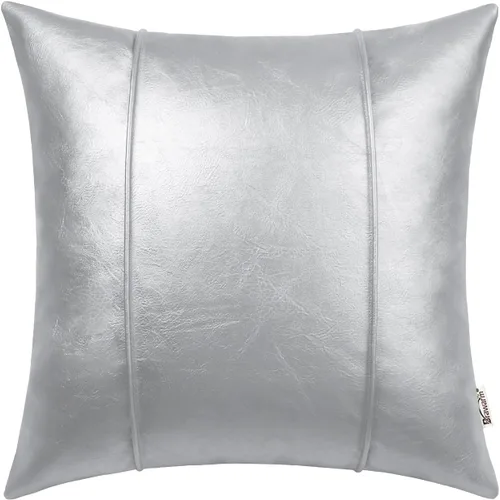 Vista 16 de BRAWARM Fundas de almohada de cuero azul marino de 12 x 20 pulgadas, funda de almohada lumbar de piel sintética con ribetes, almohada de cuero