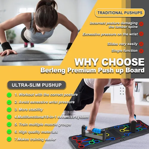 Vista 4 de IUT Solid Push Up Board 15 in 1 Home Workout Equipment Multi-Functional Pushup Stands System Fitness Floor Chest Muscle Exercise Professional