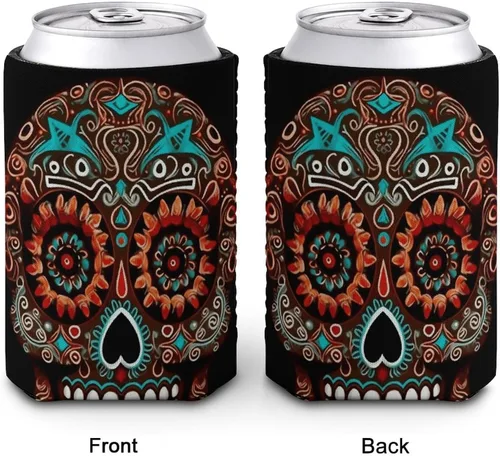 Vista 7 de Sugar Skulls Day of The Dead Sleeve Neoprene Insulator Reusable，Cup Sleeve – Washable And Reusable，Iced Coffee Cups for Cold Drinks Beverages And