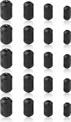 Núcleo de anillo de ferrita negro RFI EMI cable supresor de ruido Clip-20Pcs