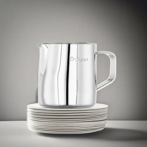 Vista 5 de Dailyart - Jarra espumadora de leche de 6.8 oz6.8 fl oz, acero inoxidable 304, con escala interna, accesorios de espresso, jarras espumadoras