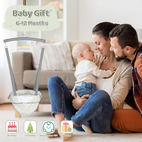 Vista 7 de Slevoo Saltador de bebé, puente de puerta de bebé con abrazadera de puerta, correa ajustable, actividad divertida para bebés de 6 a 12 meses