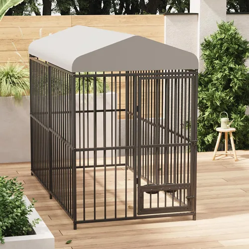 Vista 8 de Perrera para perros de 4 x 4 x 6 pies, recintos resistentes al aire libre con cubierta de techo impermeable resistente a los rayos UV y cerradura