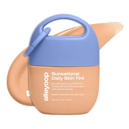 Vista 9 de Alleyoop Sunsational Crema hidratante teñida SPF 50 para rostro de amplio espectro – Protector solar facial 100% mineral con jojoba, protector solar