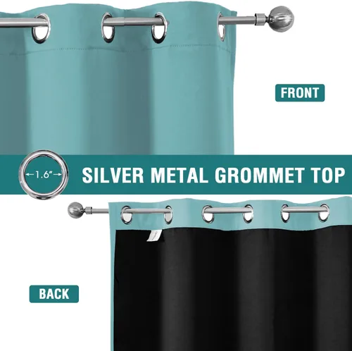 Vista 3 de ChrisDowa Cortinas 100% opacas de 63 pulgadas de largo para dormitorio con forro negro, 2 capas gruesas totalmente opacas con aislamiento térmico