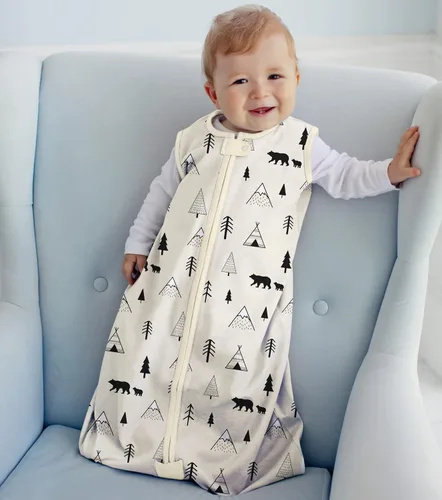 Vista 208 de Mama Cheetah Saco de dormir para bebé de 0.5 TOG, Manta portátil de algodón orgánico para bebé con cremallera bidireccional, Saco de dormir