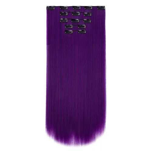 Vista 16 de HSPJHTM Extensiones de cabello castaño rojizo con clip, extensiones de cabello sintético de 22 pulgadas para Halloween, extensiones de cabello