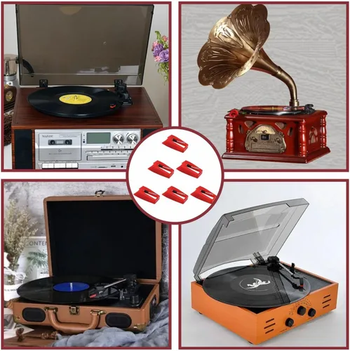 Vista 5 de Paquete de 6 agujas de tocadiscos de diamante de repuesto universales para tocadiscos de vinilo, aguja para tocadiscos de vinilo, fonógrafo LP