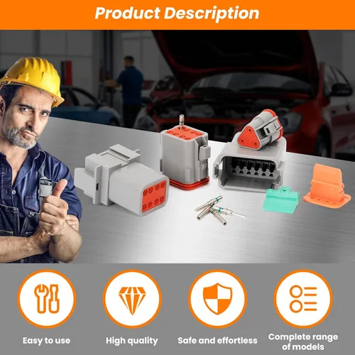 Vista 7 de Kit de conectores DT Deutsch de 482 piezas con conectores eléctricos automotrices impermeables de 2, 3, 4, 6, 8, 12 pines, incluye herramienta