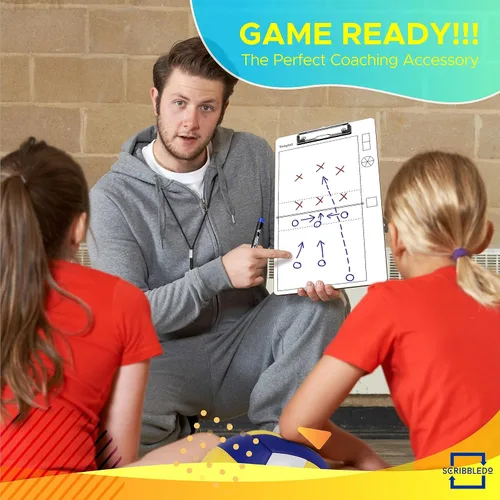 Vista 4 de Scribbledo Tabla de borrado en seco para entrenadores de voleibol de 15x9 pulgadas, rueda de rotación de voleibol, pizarra blanca, suministros