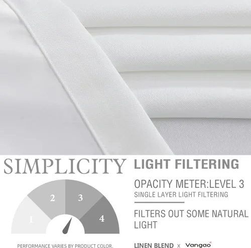 Vista 3 de Vangao - Cortinas blackout de lino, diseño texturizado con ojales, 2 paneles