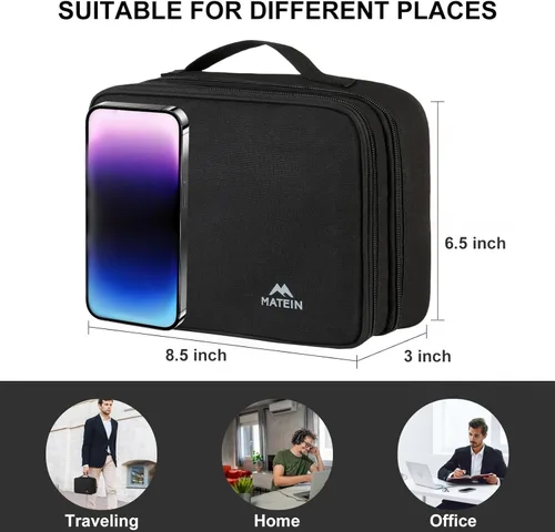 Vista 5 de MATEIN Pequeño organizador electrónico estuche de viaje, organizador de Negro (Antique Black)