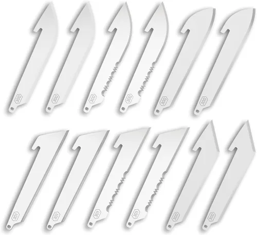 Vista 9 de OUTDOOR EDGE Paquete combinado de 12 cuchillas reemplazables de 3 pulgadas - 2 puntos de caída, 2 dentados de punto de caída, 2 verticales, 2