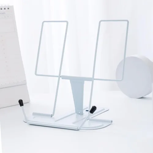 Vista 23 de MSDADA - Soporte de libros de metal para escritorio, soporte ajustable para lectura, soporte portátil para libros de cocina y documentos, soporte